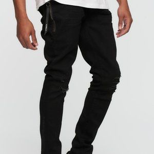 Kuwalla Tee Black Skinny Stretch “Destroyed Denim” Jeans W34” L32”